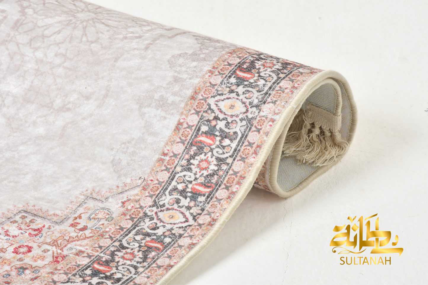 Luxury Velvet Prayer Mat "Persian (فارسي)" in Brown - سجاده صلاه قطيفه فاخره