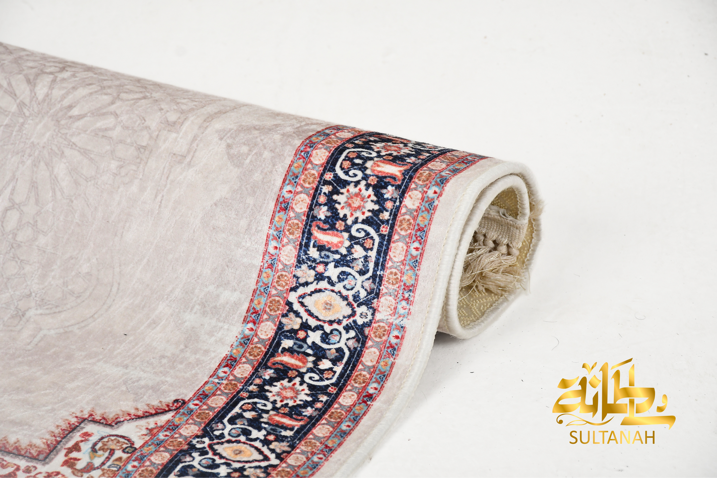 Luxury Velvet Prayer Mat "Persian (فارسي)" in Blue - سجاده صلاه قطيفه فاخره