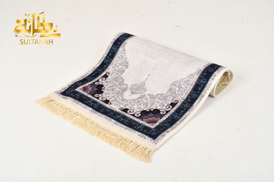 Luxury Velvet Prayer Mat "Doaa (دعاء)" In Grey سجاده صلاه قطيفه فاخره