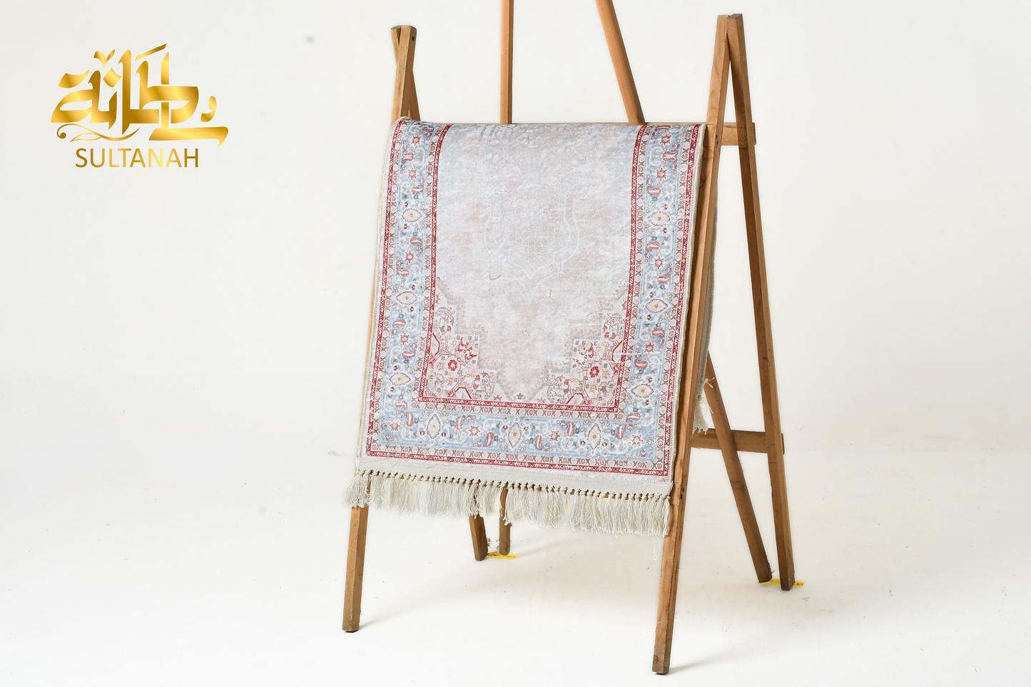 Luxury Velvet Prayer Mat "Persian (فارسي)" in Turquoise & Orange - سجاده صلاه قطيفه فاخره