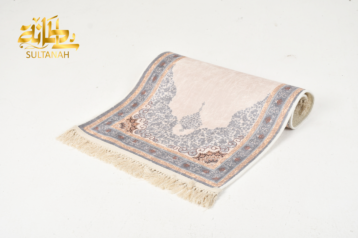 Luxury Velvet Prayer Mat "Doaa (دعاء)" In Silver & Gold سجاده صلاه قطيفه فاخره